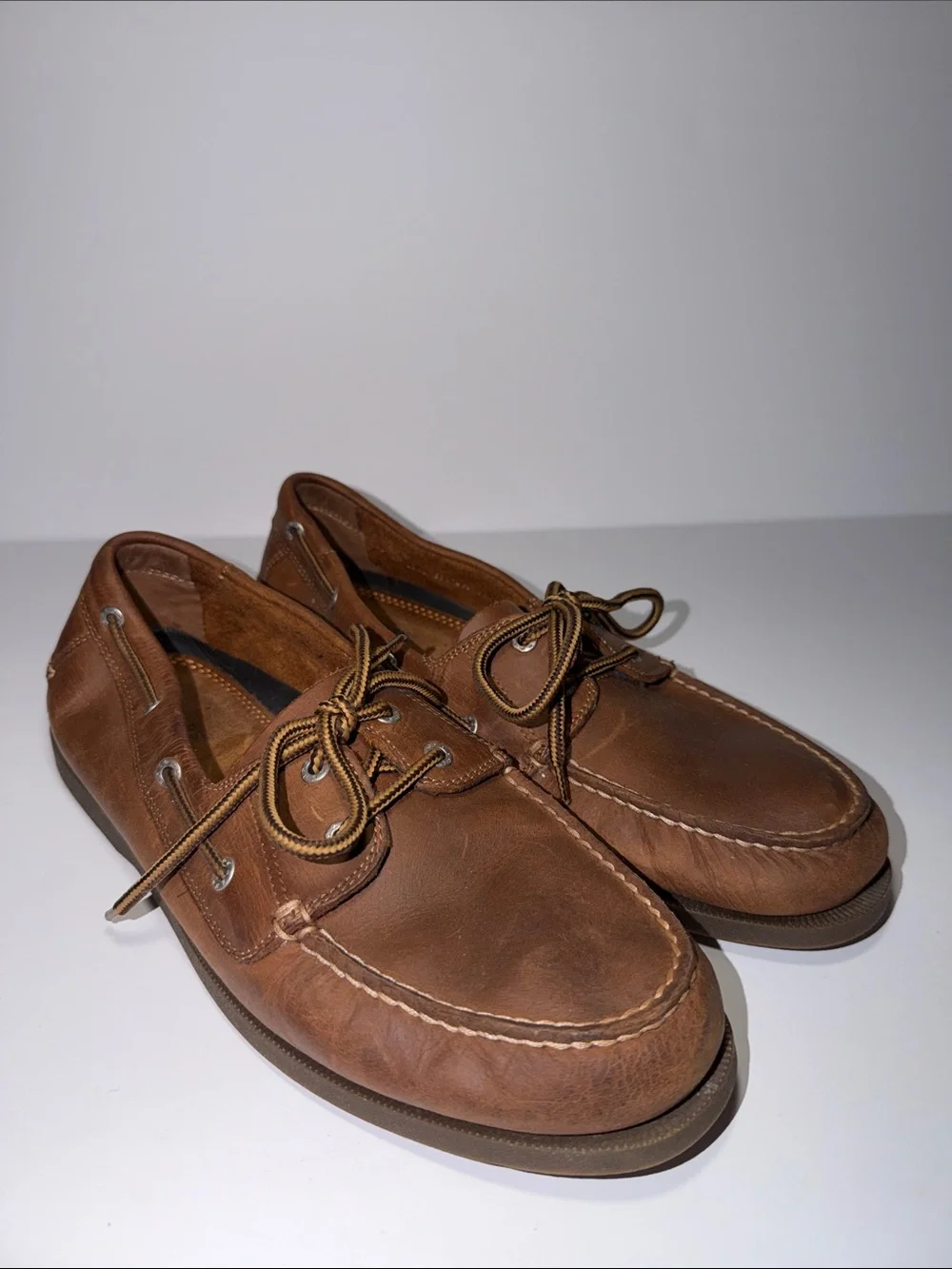 Dockers Tan/Brown Leather Lace-Up Boat Shoes